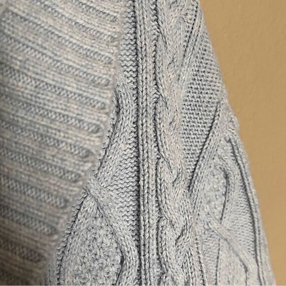Polo Jeans Ralph Lauren Light Blue Cotton Cable Knit Hooded Sweater Size Large - Picture 11 of 11